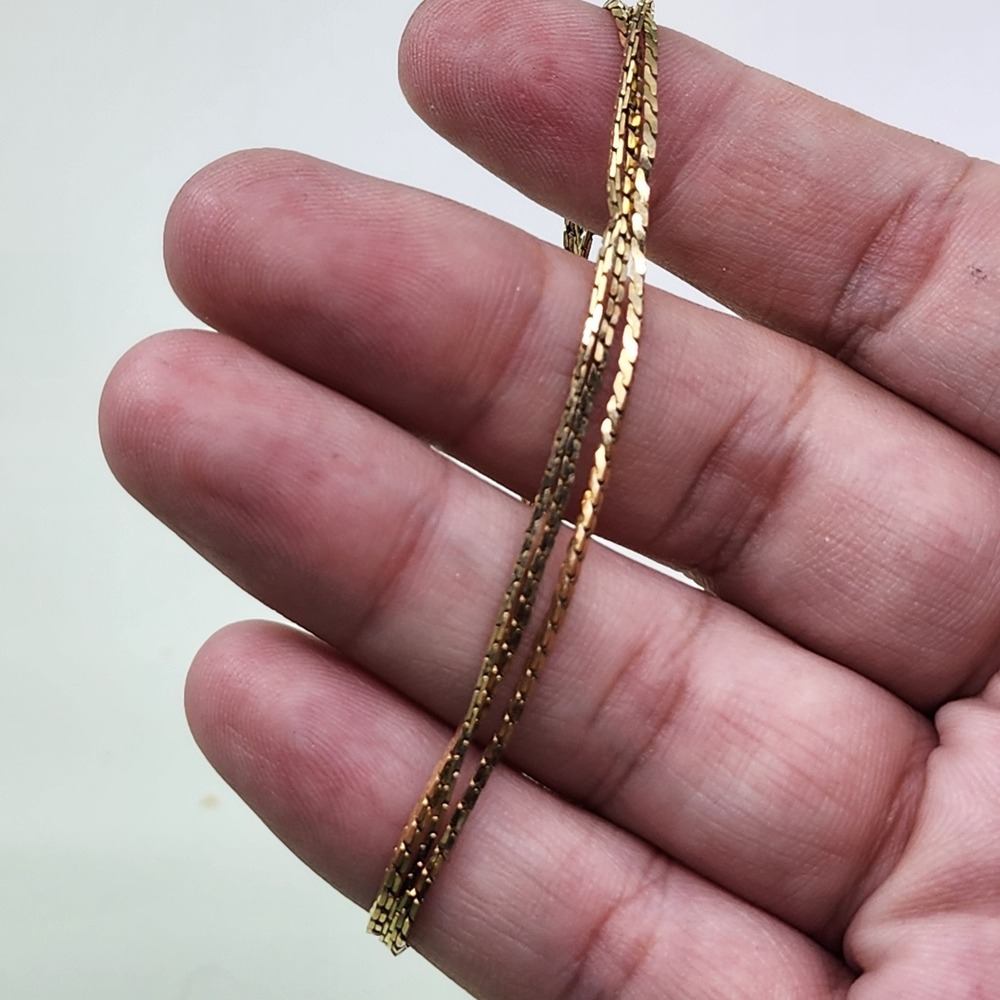 Napier Vintage Gold Tone Triple Strand Flat Chain Bracelet Dainty Minimalist